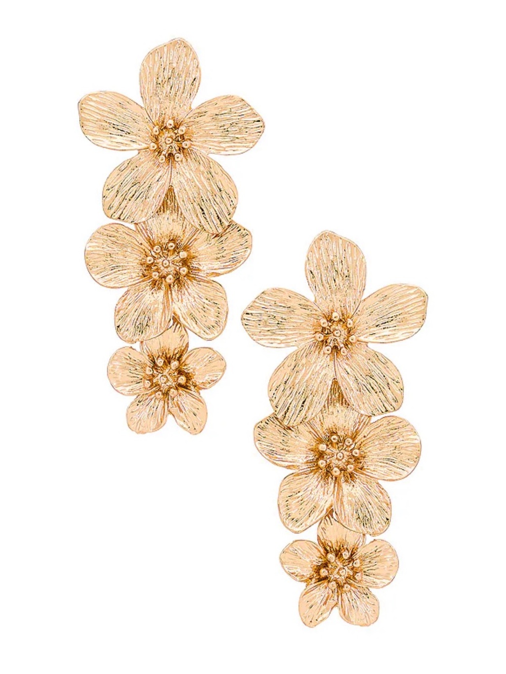 SHASHI Rose Botanique Floral Drop Earrings 14K Gold Plated Statement Earrings
